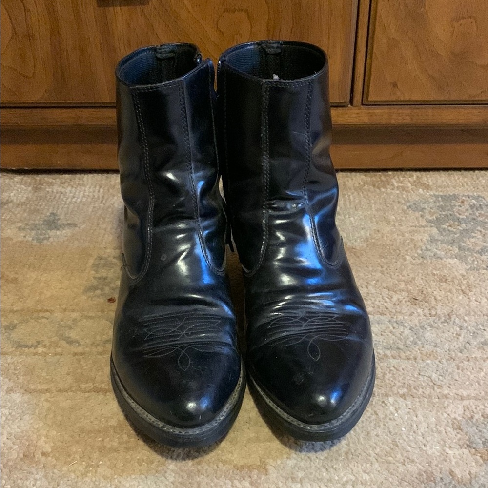 Black Leather Men's Cowboy Boots